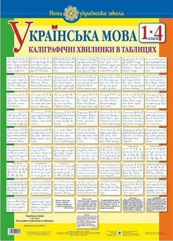 Украинский язык. Каллиграфические минуты в таблицах. 1-4 класса НУШ