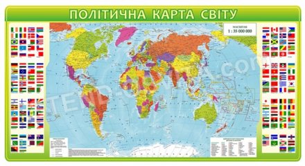 Политическая карта мира с флагами всех стран